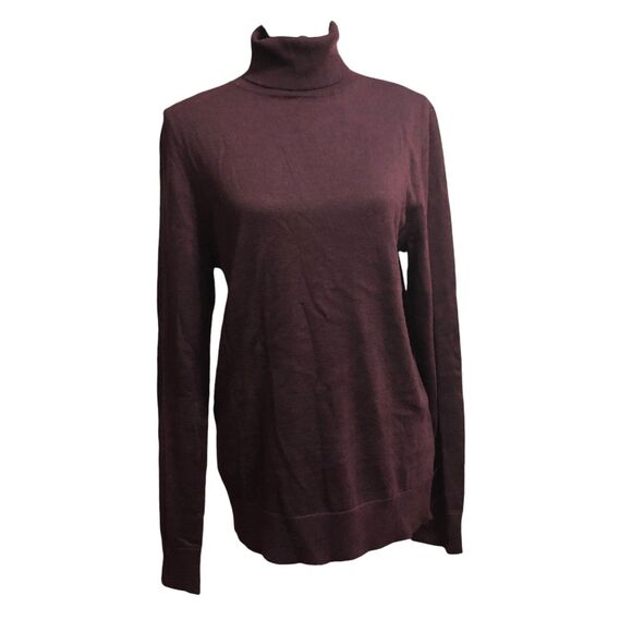 Express Merino Wool Blend Turtleneck Ribbed Knit Sweater, Deep Burgundy SZ M - Picture 1 of 8